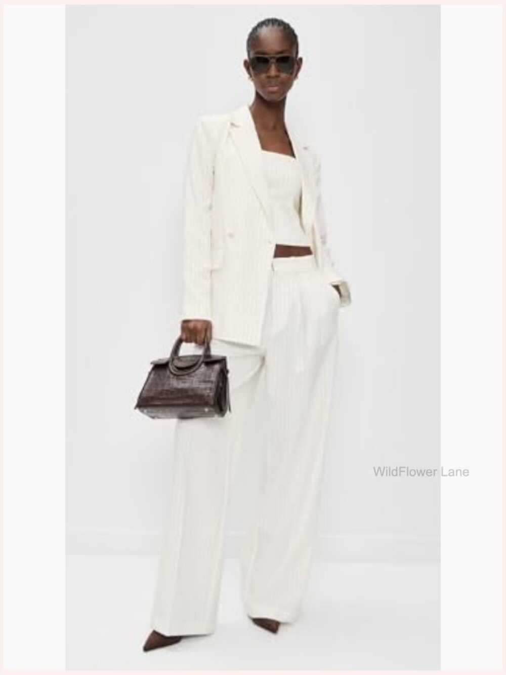 Essential Suiting Strapless Top with Pinstripe Pattern - Picture 3 of 6